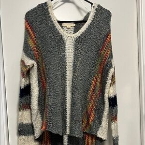 Love Stitch Gray and Multicolor V-Neck Sweater